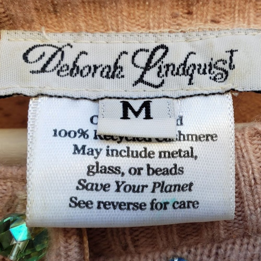 Deborah Lindquist One of a Kind 100% Recycled Cashmere Dragonfly Cardigan Beaded - Picture 8 of 9